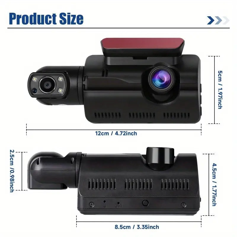 1080P Dual Lens Car DVR Dash Cam Video Recorder G-Sensor Front And Inside Camera